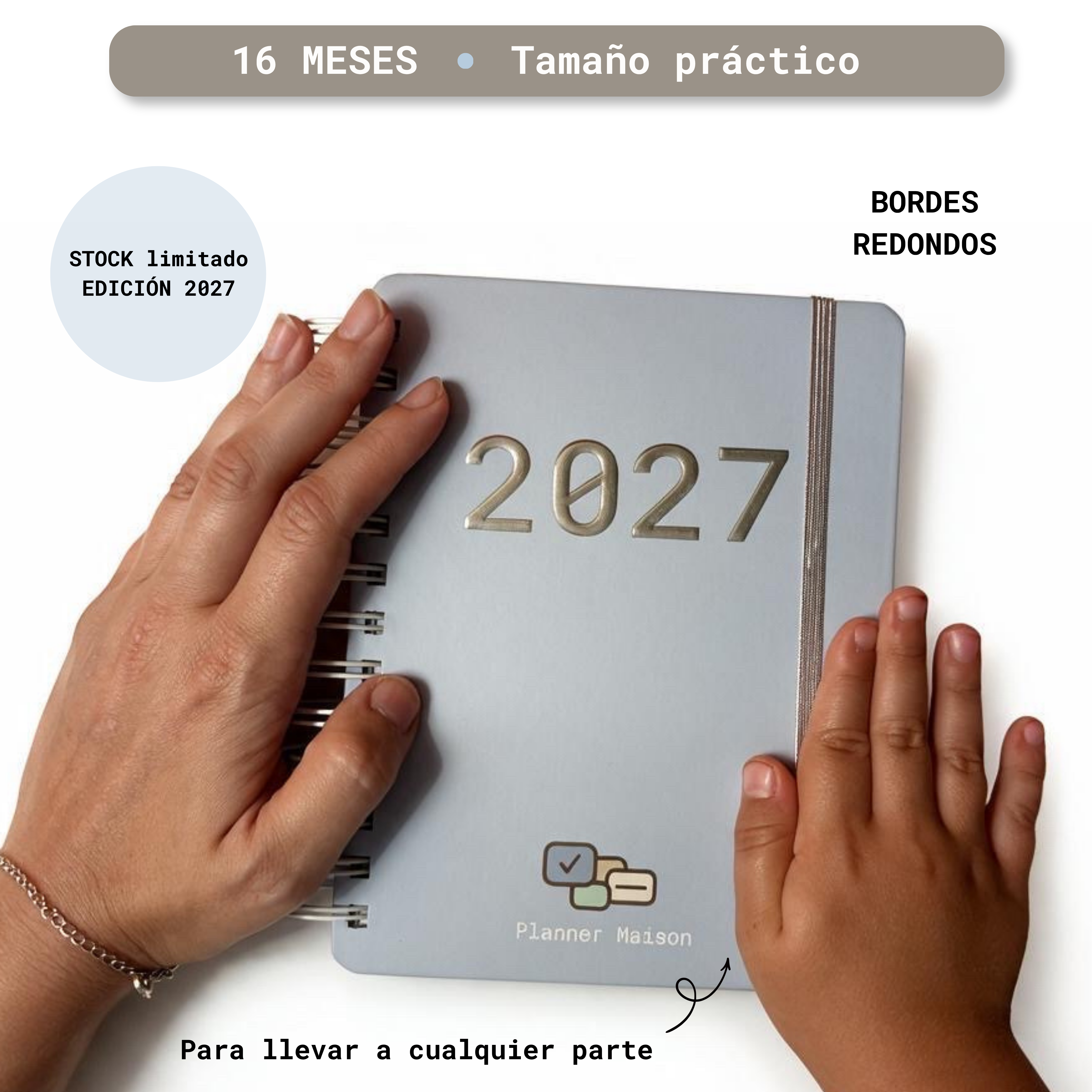 Agenda Planner Maison 2027 — formato portátil con 16 meses y bordes redondos