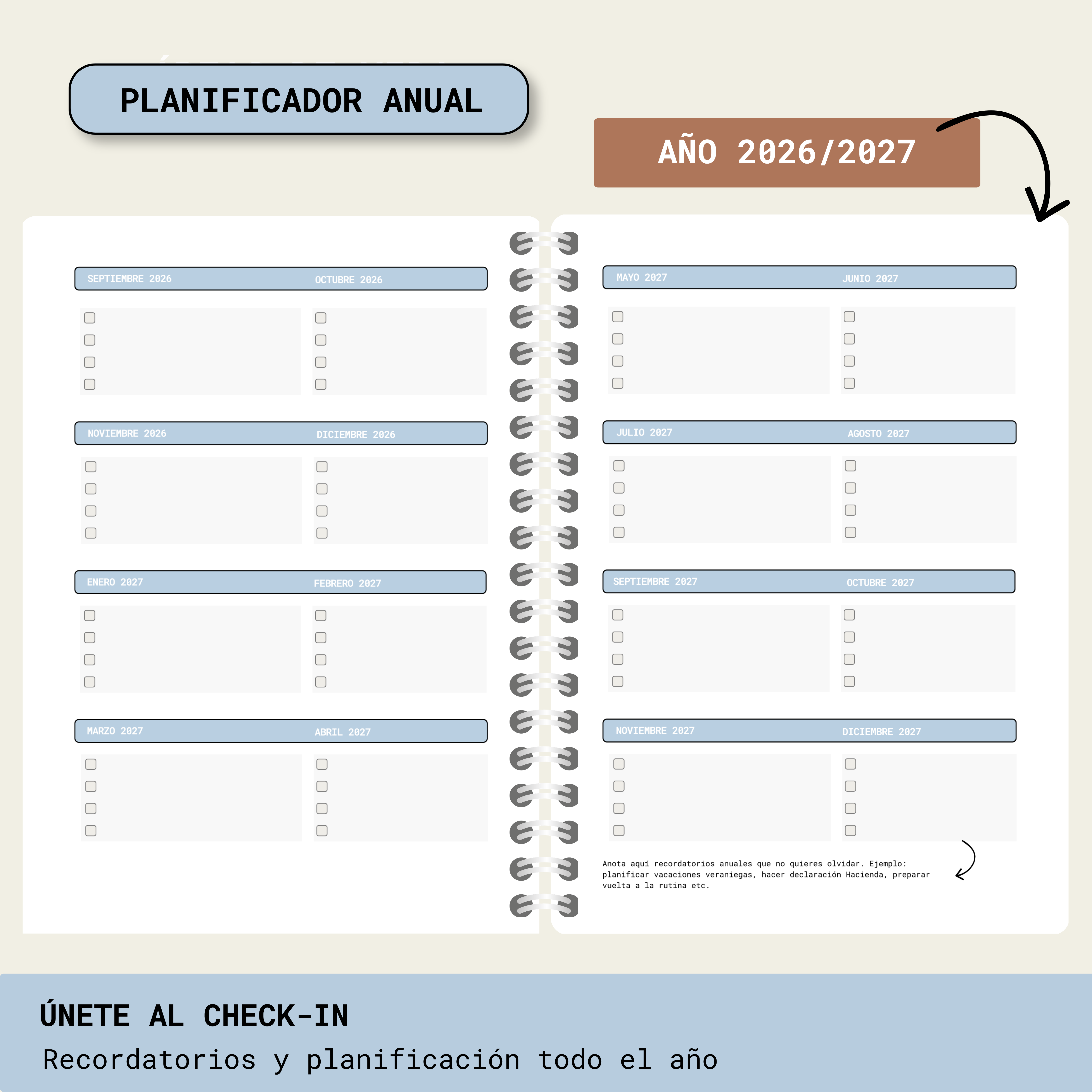 Agenda Planner Maison 2027 — planificador anual 2026/2027
